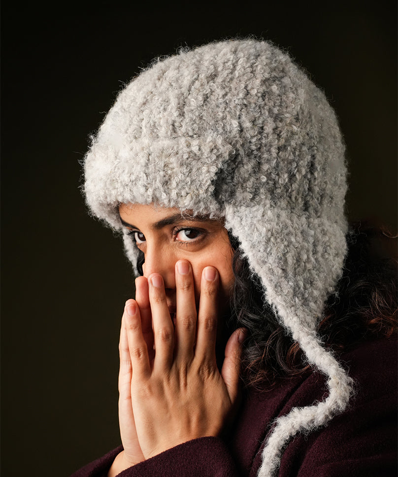 Beanie with Knot - Light Grey