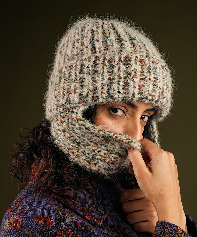 Beanie with Flap - Cream