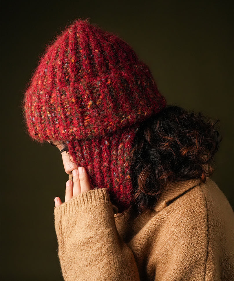 Beanie with Flap - Maroon