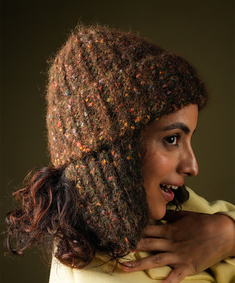 Beanie with Flap - Brown