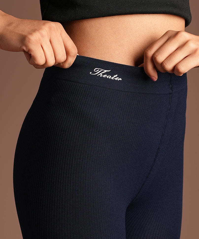 Navy Ribbed Stockings