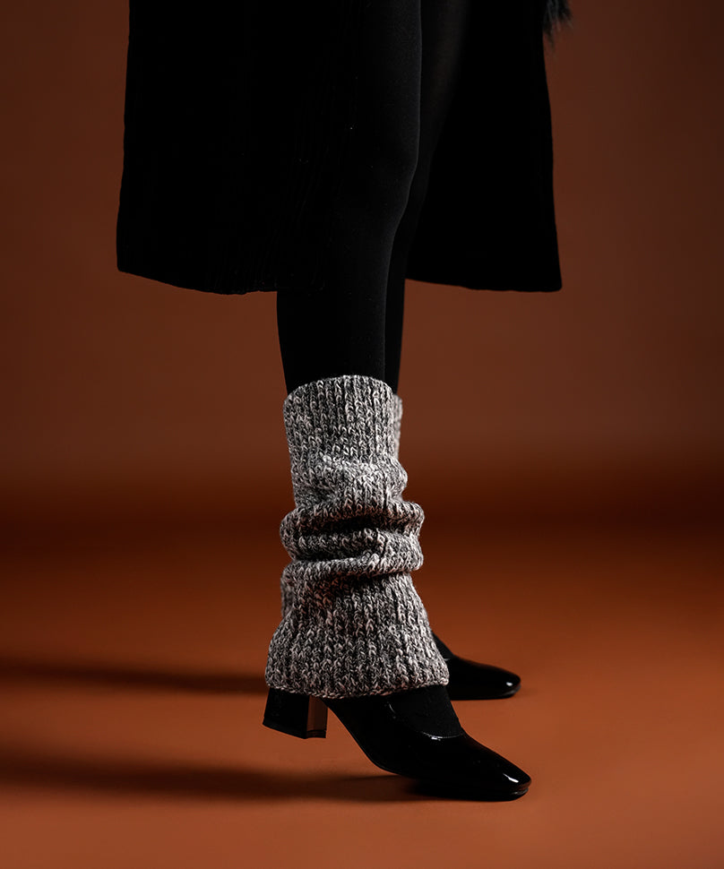 Melange Ribbed Leg Warmer - Dark Grey