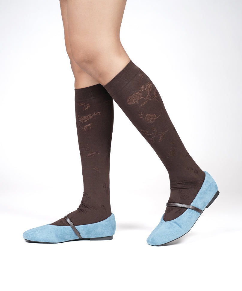 Fleur Socks - Dark Brown