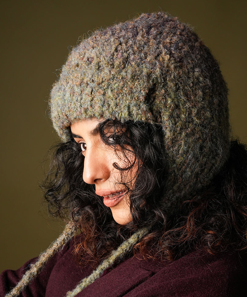 Beanie with Knot - Moss Green
