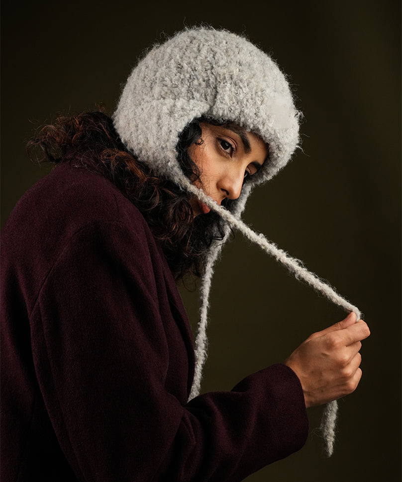 Beanie with Knot - Light Grey