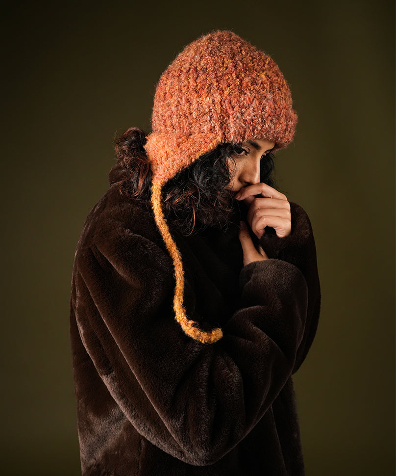 Beanie with Knot - Rust