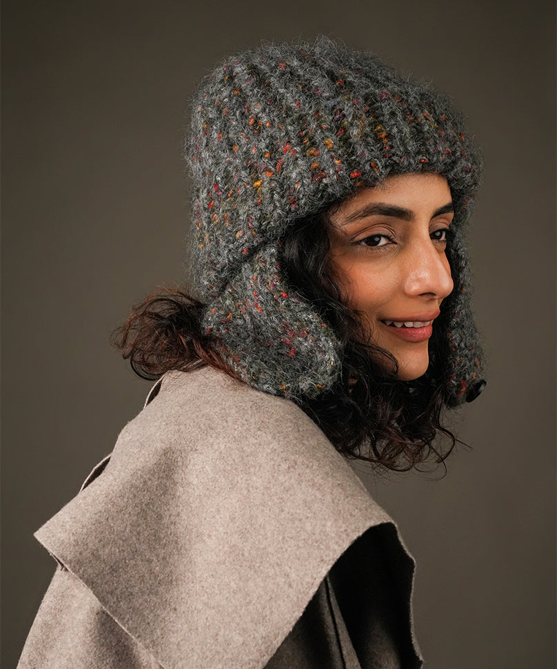 Beanie with Flap - Grey