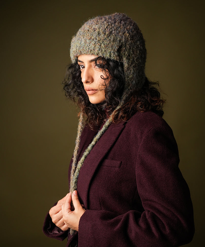 Beanie with Knot - Moss Green