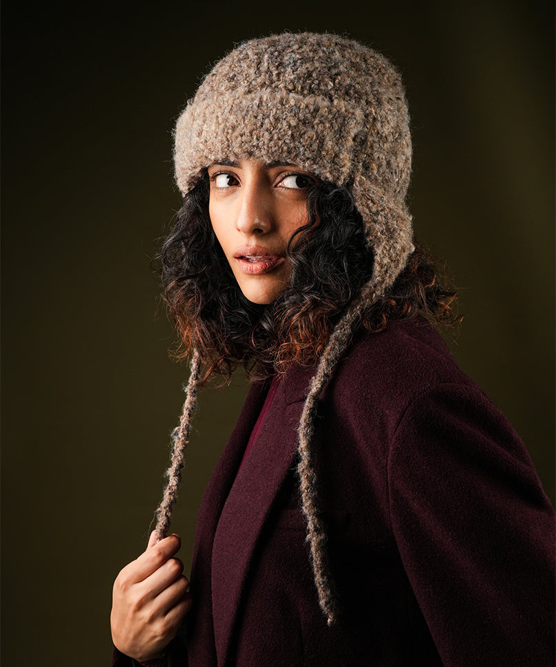 Beanie with Knot - Brown