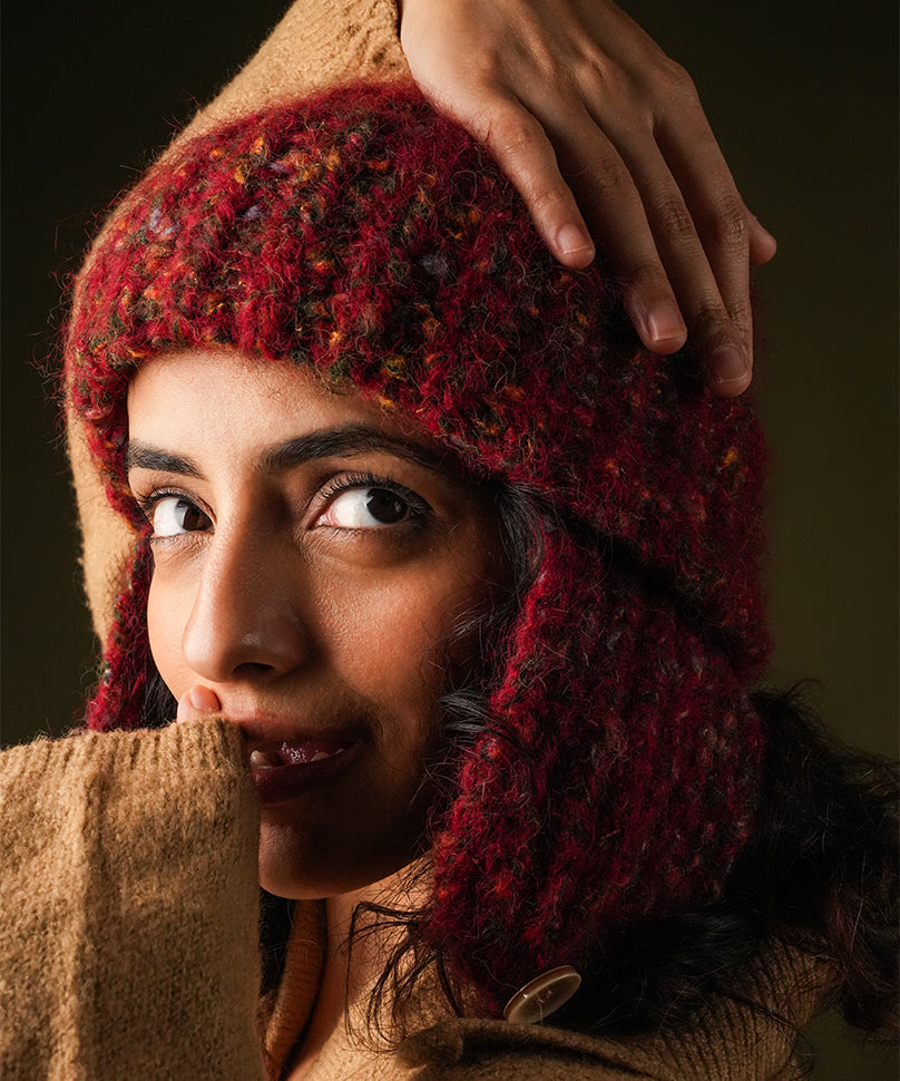 Beanie with Flap - Maroon