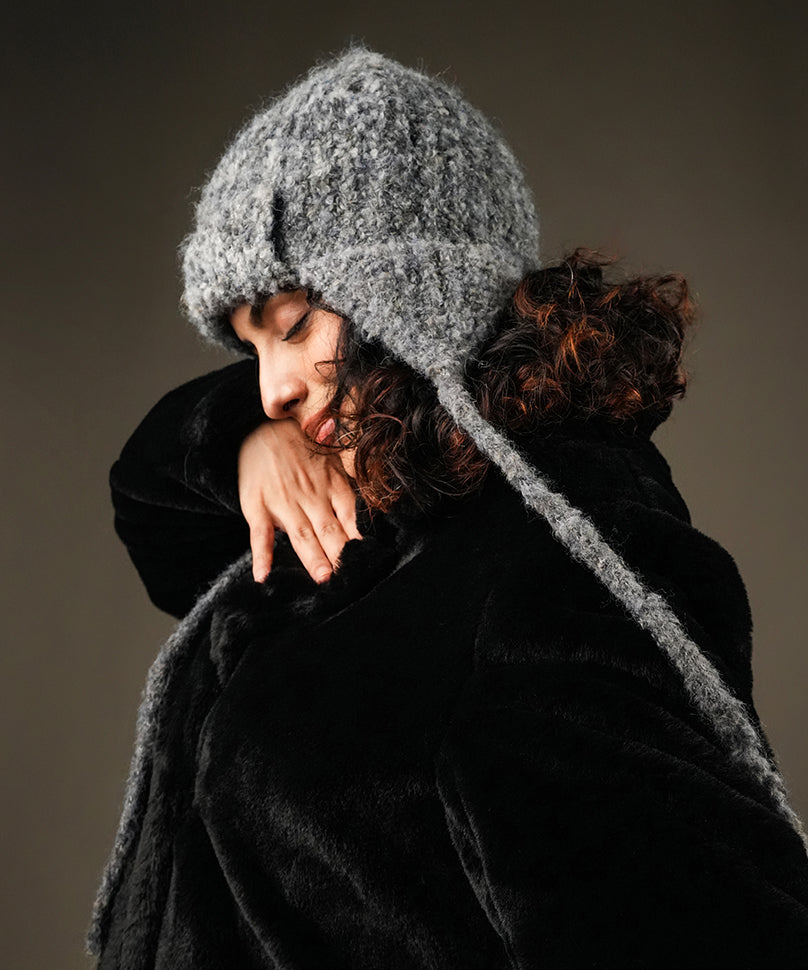 Beanie with Knot - Dark Grey