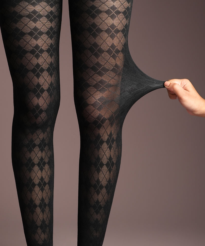 Sheer Black Argyle Stockings