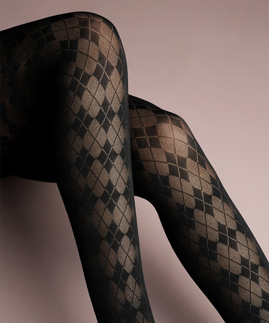 Sheer Black Argyle Stockings