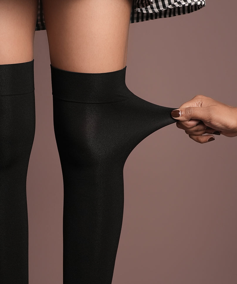 Charcoal Thigh High Stockings