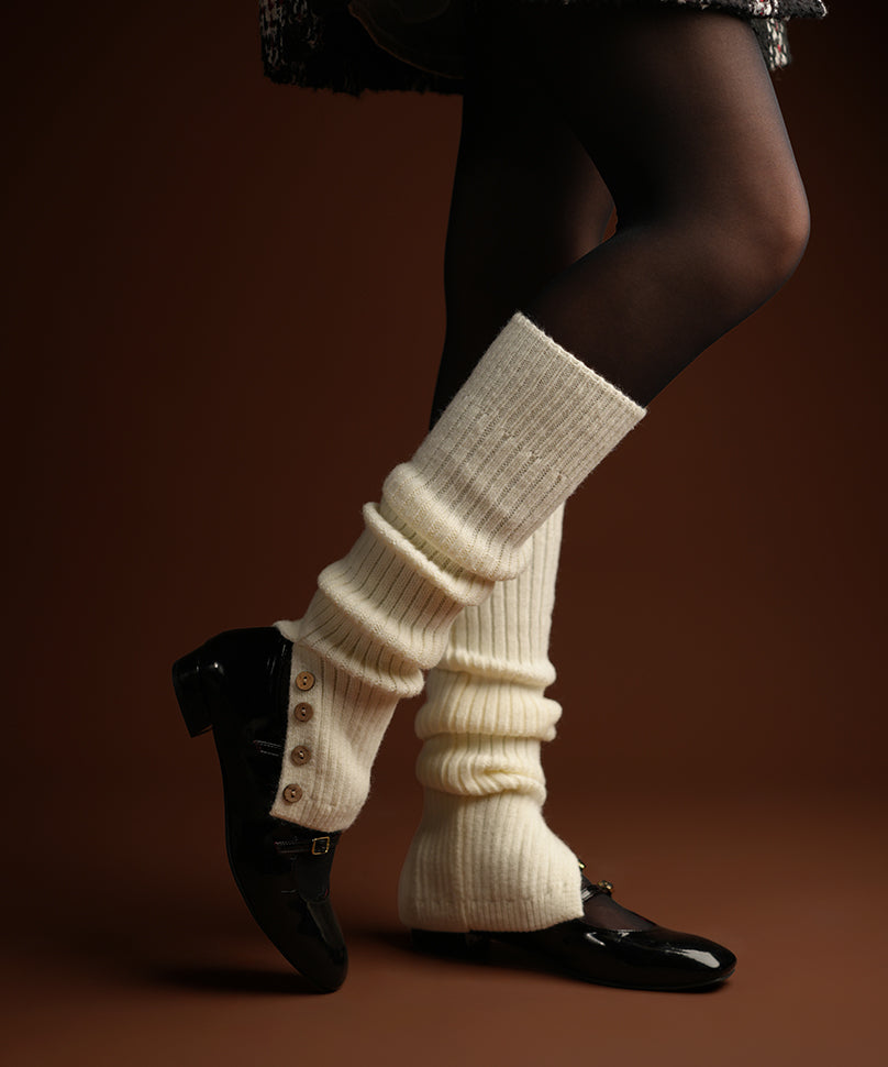 Leg Warmers – Cream | Ribbed Knit, Cozy Layering - Theater