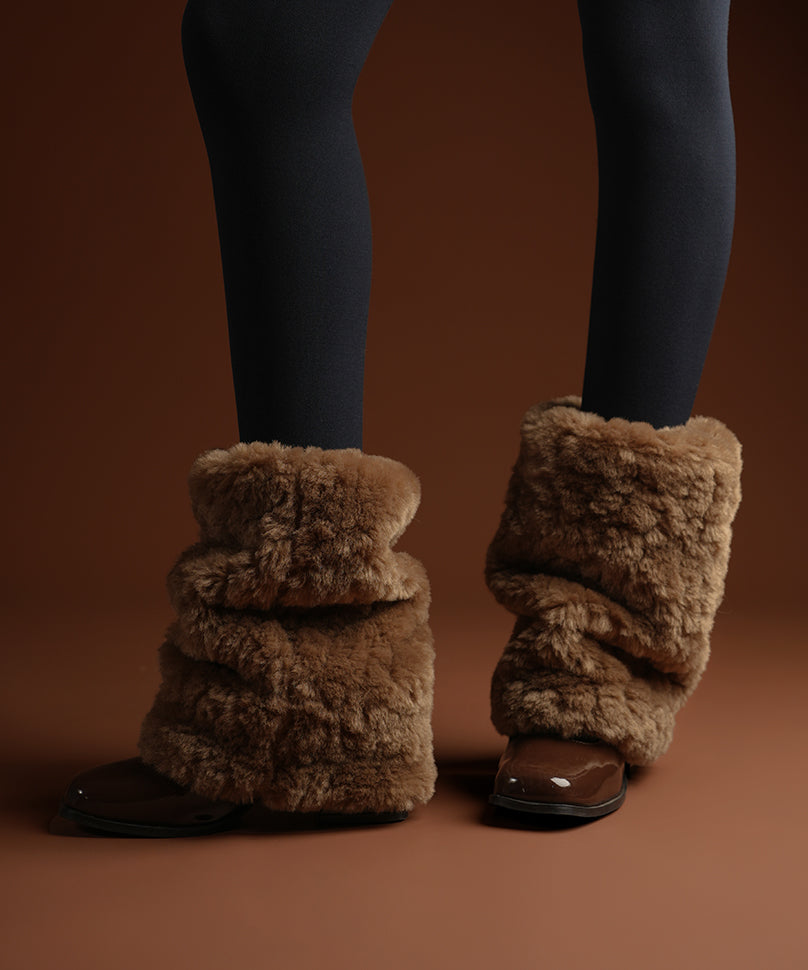 Short Fur Leg Warmer - Brown