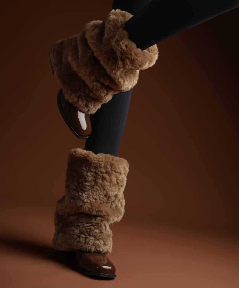 Short Fur Leg Warmer - Brown