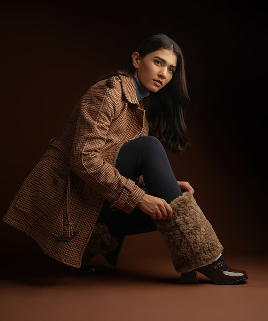 Short Fur Leg Warmer - Brown