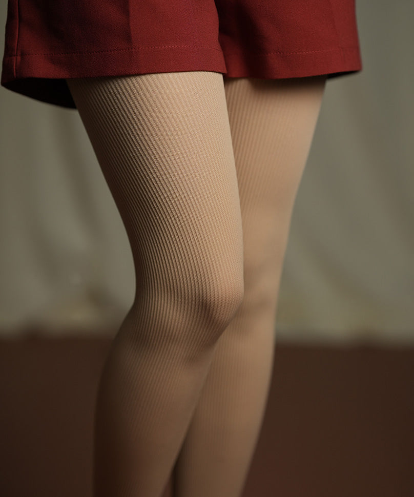 Beige Ribbed Stockings