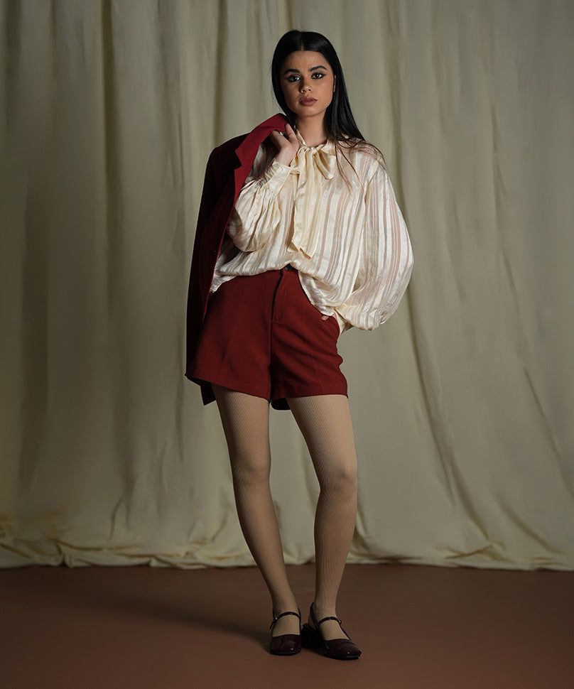 Beige Ribbed Stockings