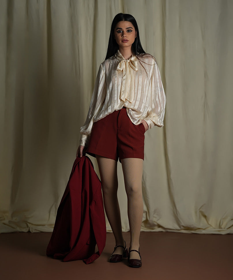 Beige Ribbed Stockings