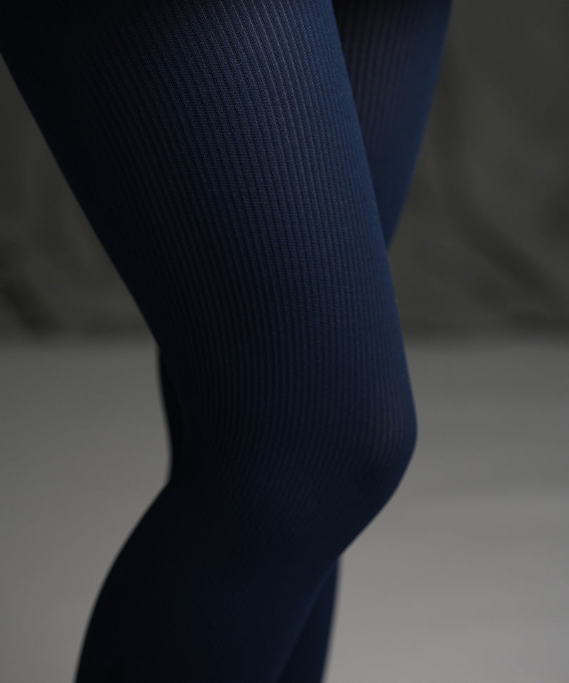 Navy Ribbed Stockings