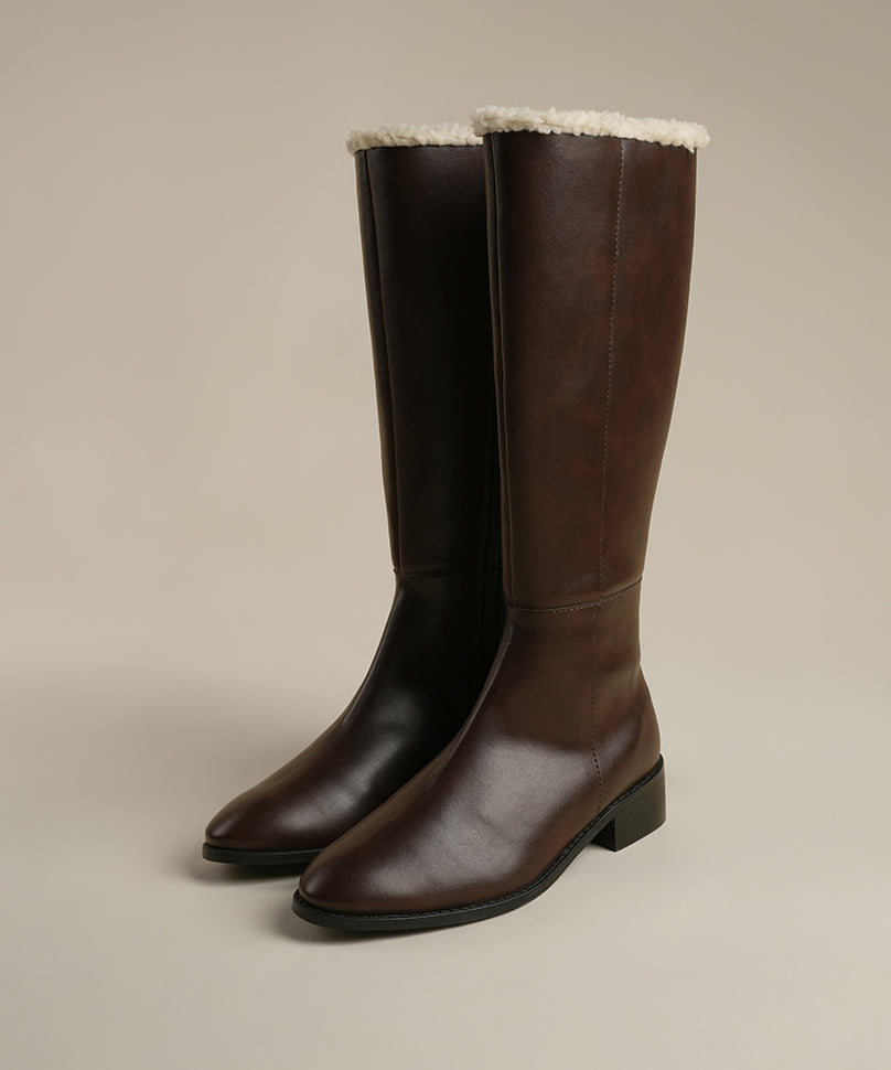 Huskies - Brown Knee-High Boots with Fur – Theater.xyz