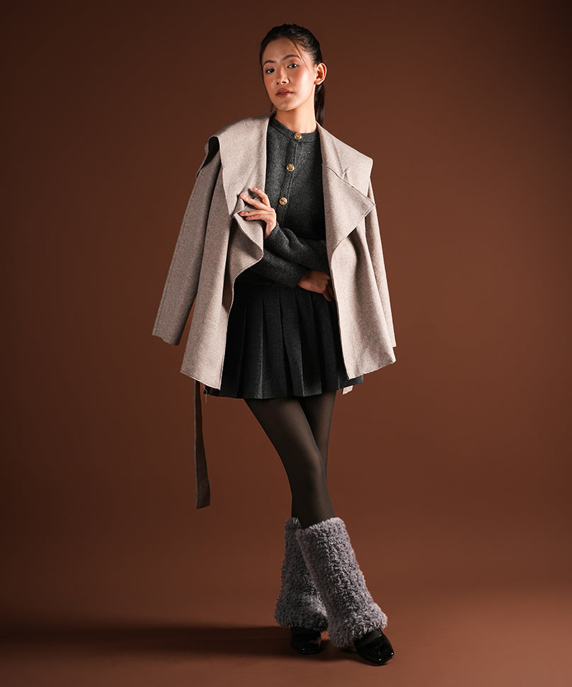 andmary♡ Dercey leg warmer dress Plush Ribbed Leg Warmers – Grey | Soft Texture, Modern Winter