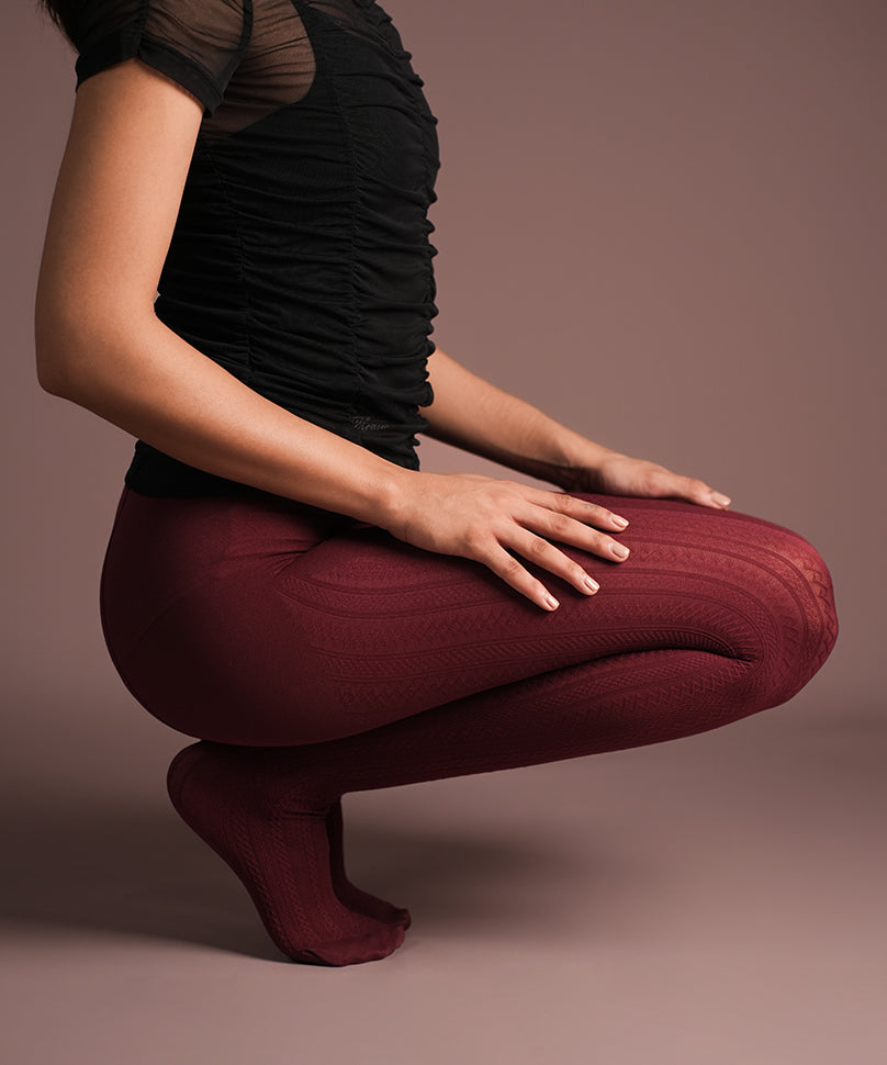 Maroon Cableknit Stockings