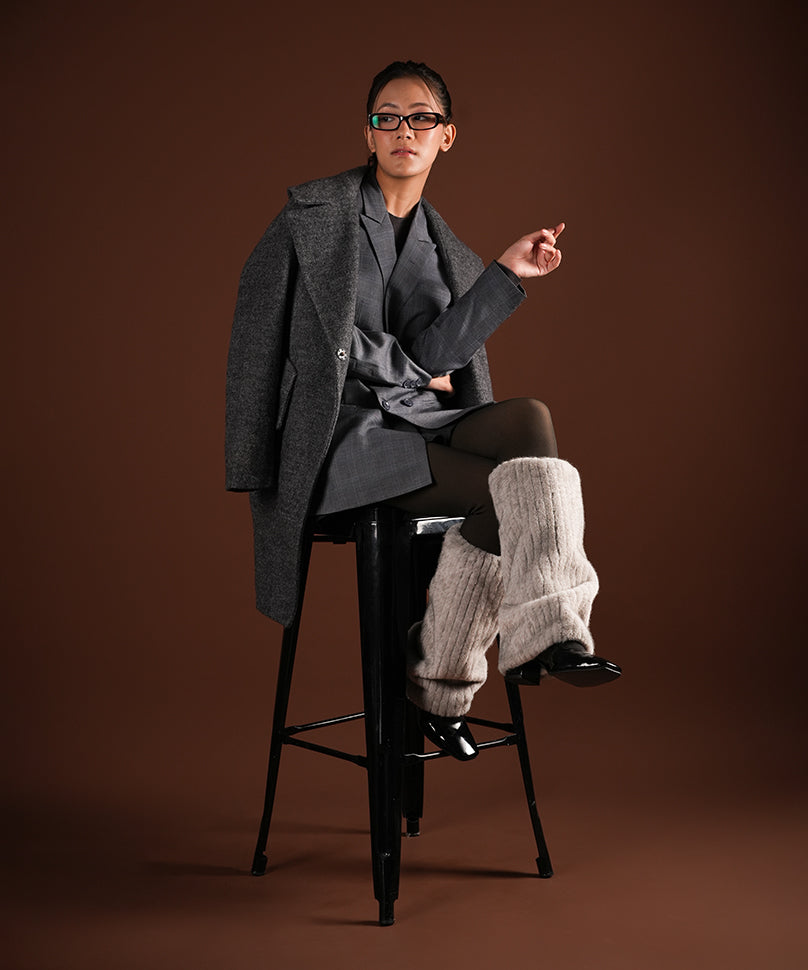 Ribbed Fur Leg Warmer - Light Grey