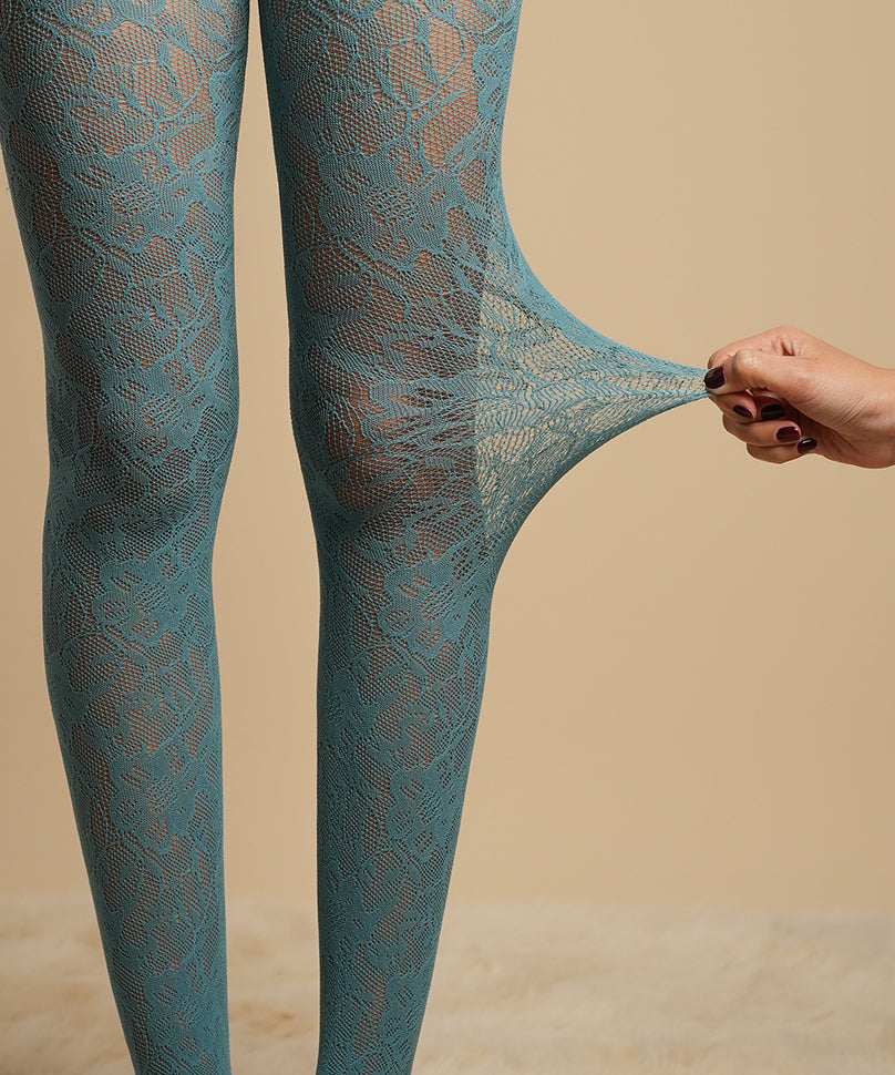 Elizabeth Lace Stockings - Blue