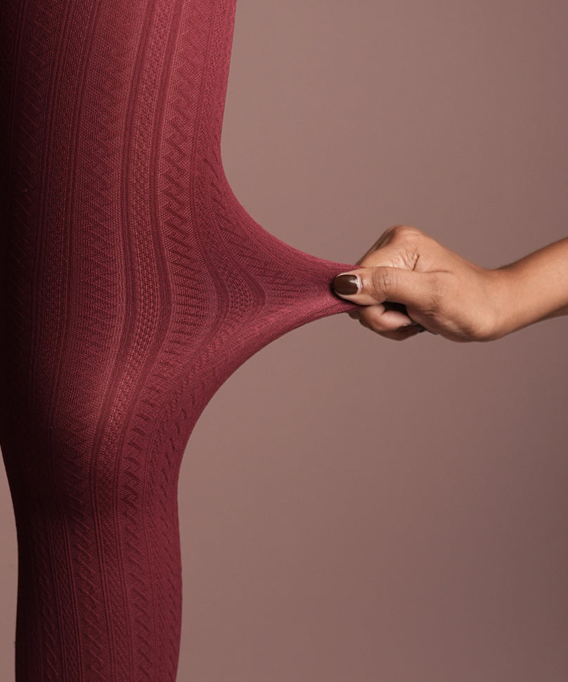 Maroon Cableknit Stockings