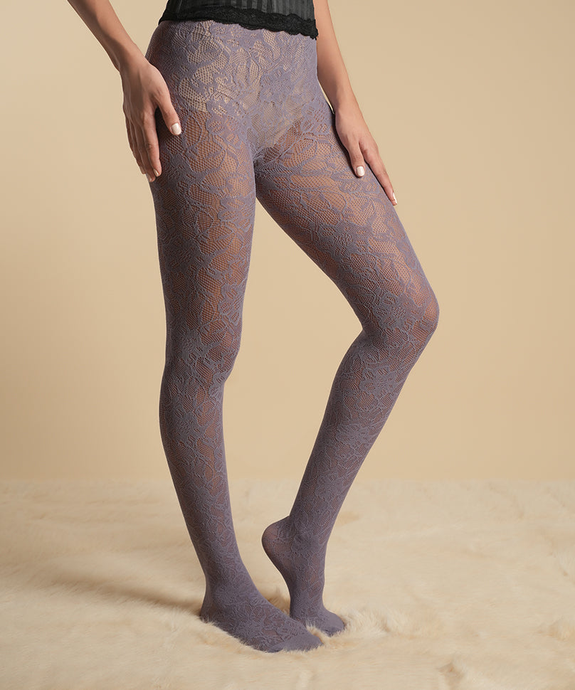 Elizabeth Lace Stockings - Purple