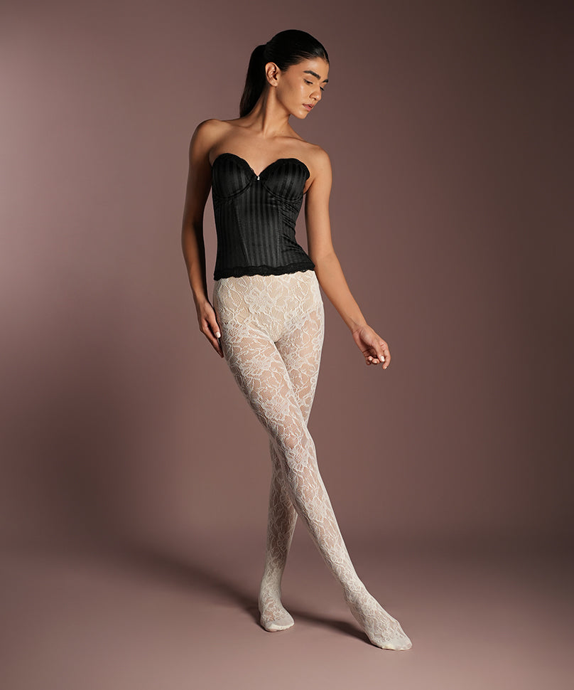 Elizabeth Lace Stockings - White