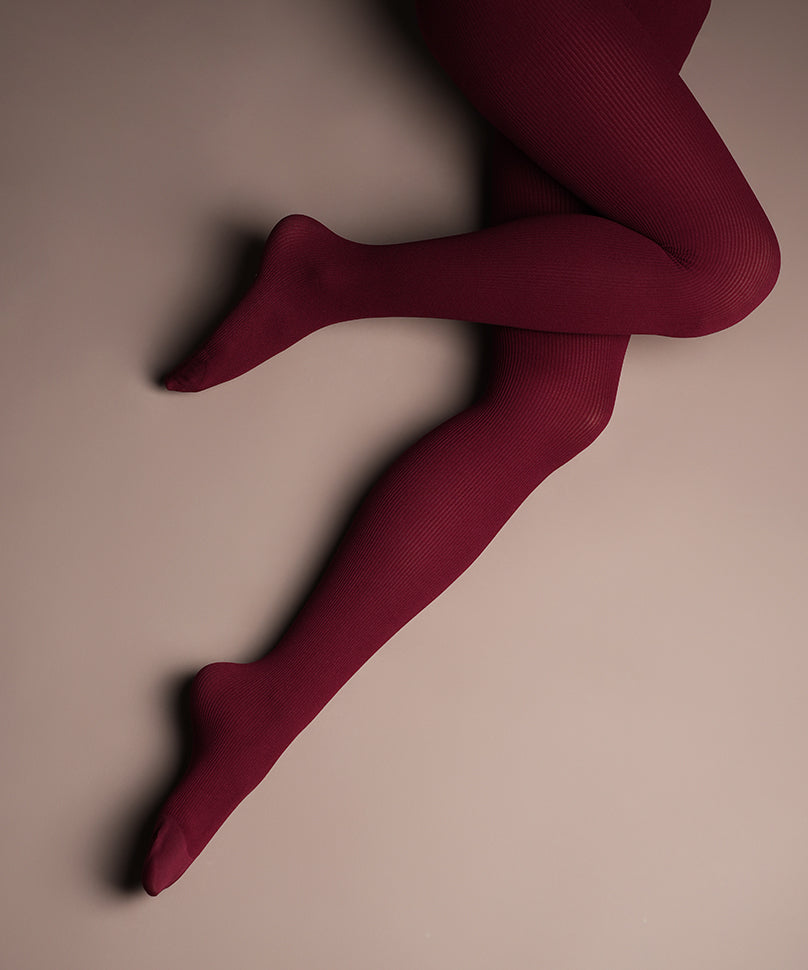 Maroon Ribbed Stockings
