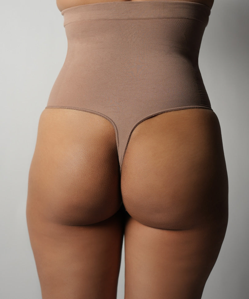 High Waisted Thong - Brown