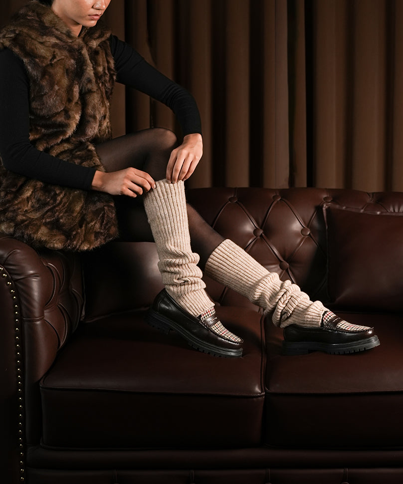 Ribbed Leg Warmers - Beige