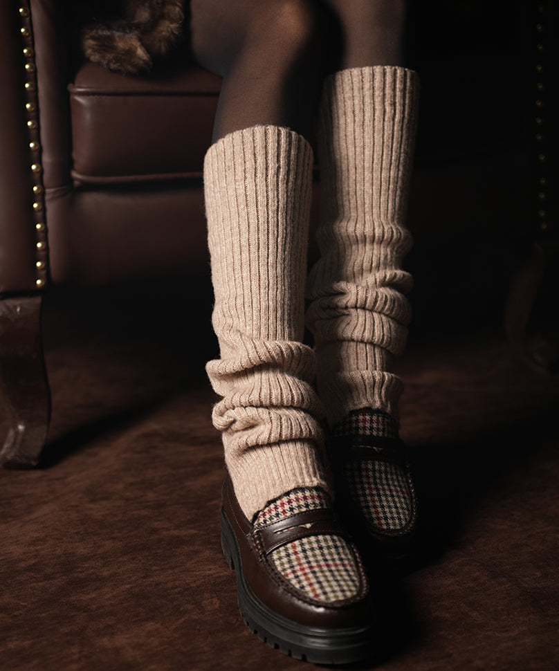Ribbed Leg Warmers - Beige