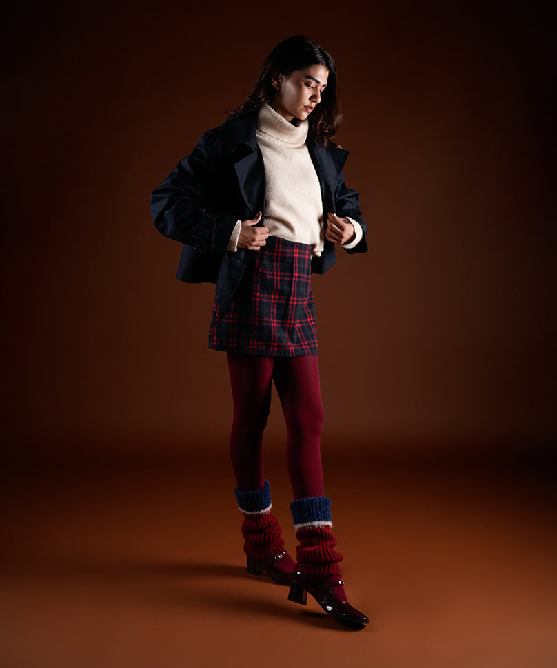 Color Block Cuff Leg Warmer - Red