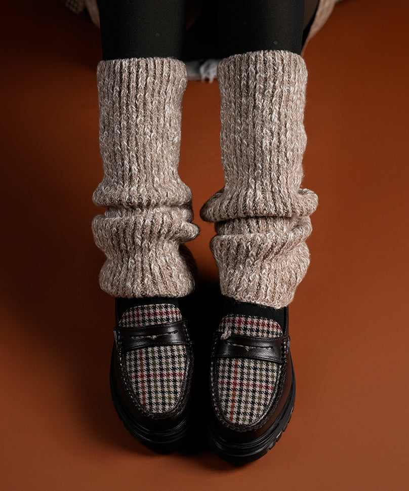 Melange Ribbed Leg Warmer - Khakhi