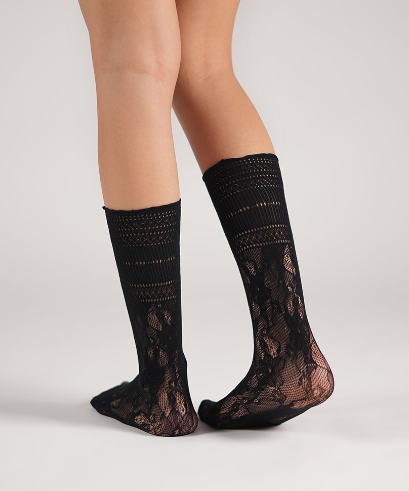 Elizabeth Lace Socks - Black