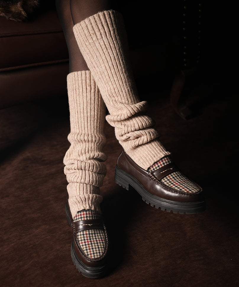 Ribbed Leg Warmers - Beige
