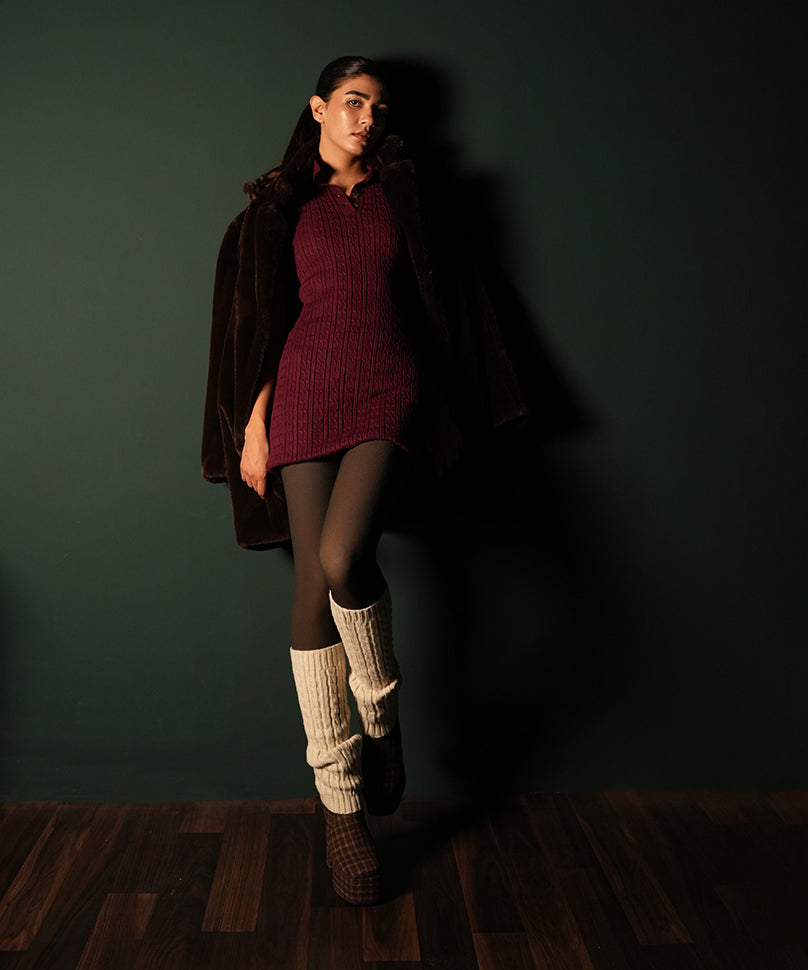 Cable Knit Leg Warmer - Cream