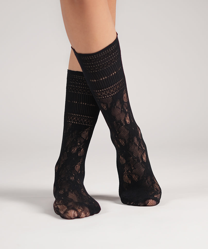 Elizabeth Lace Socks - Black
