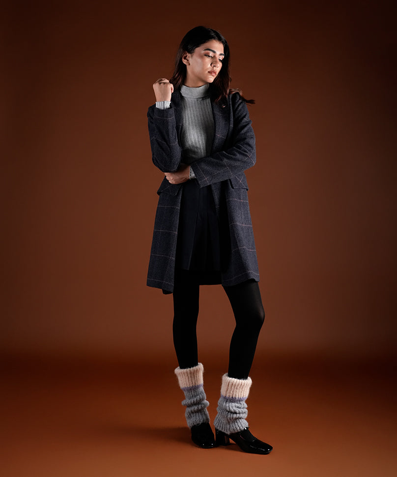 Color Block Cuff Leg Warmer - Light Grey