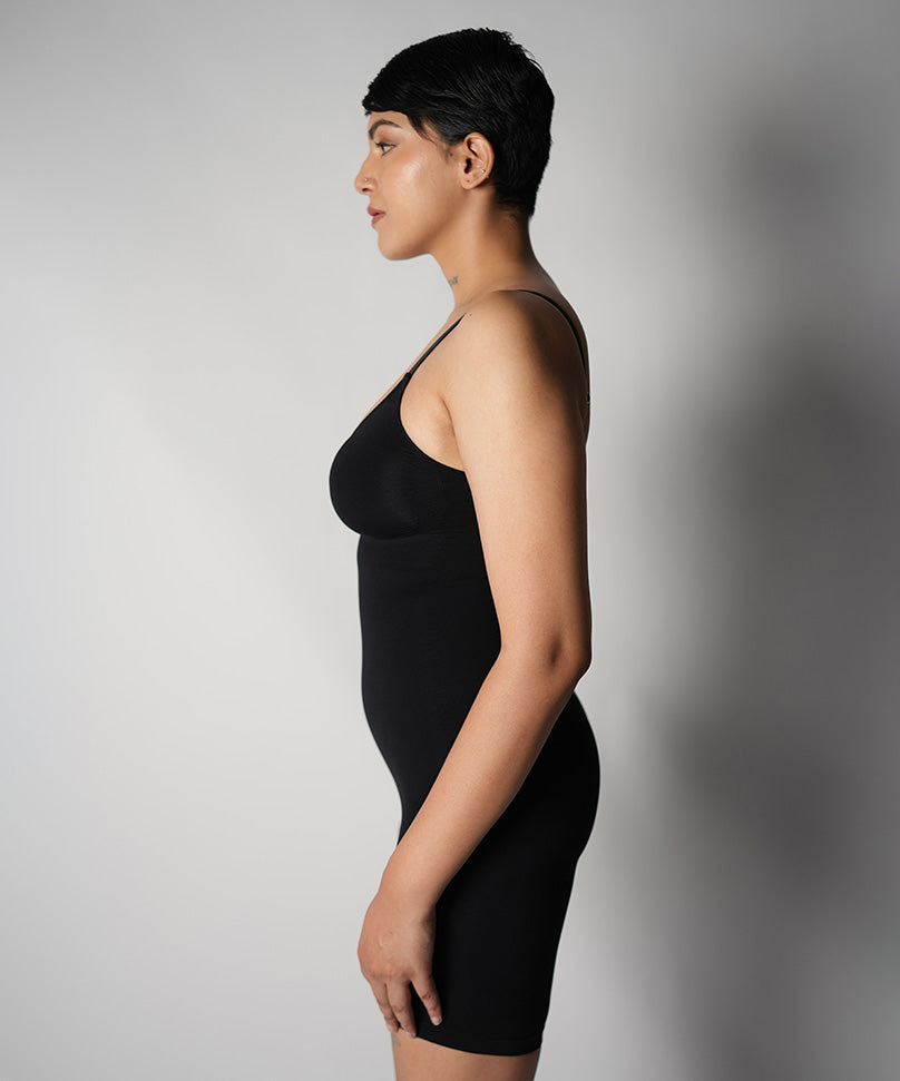 Mid Thigh Bodysuit - Black