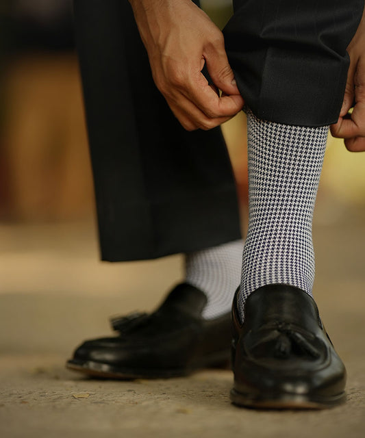 Navy Blue Houndstooth