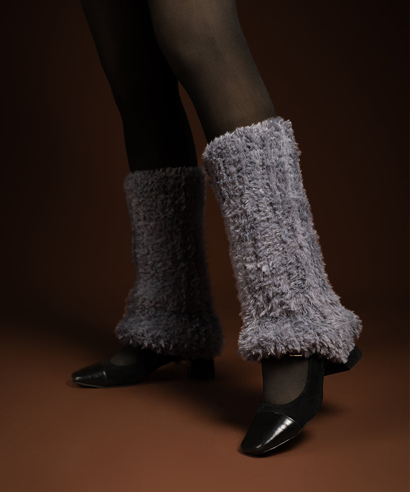 Plush Ribbed Leg Warmer - Grey
