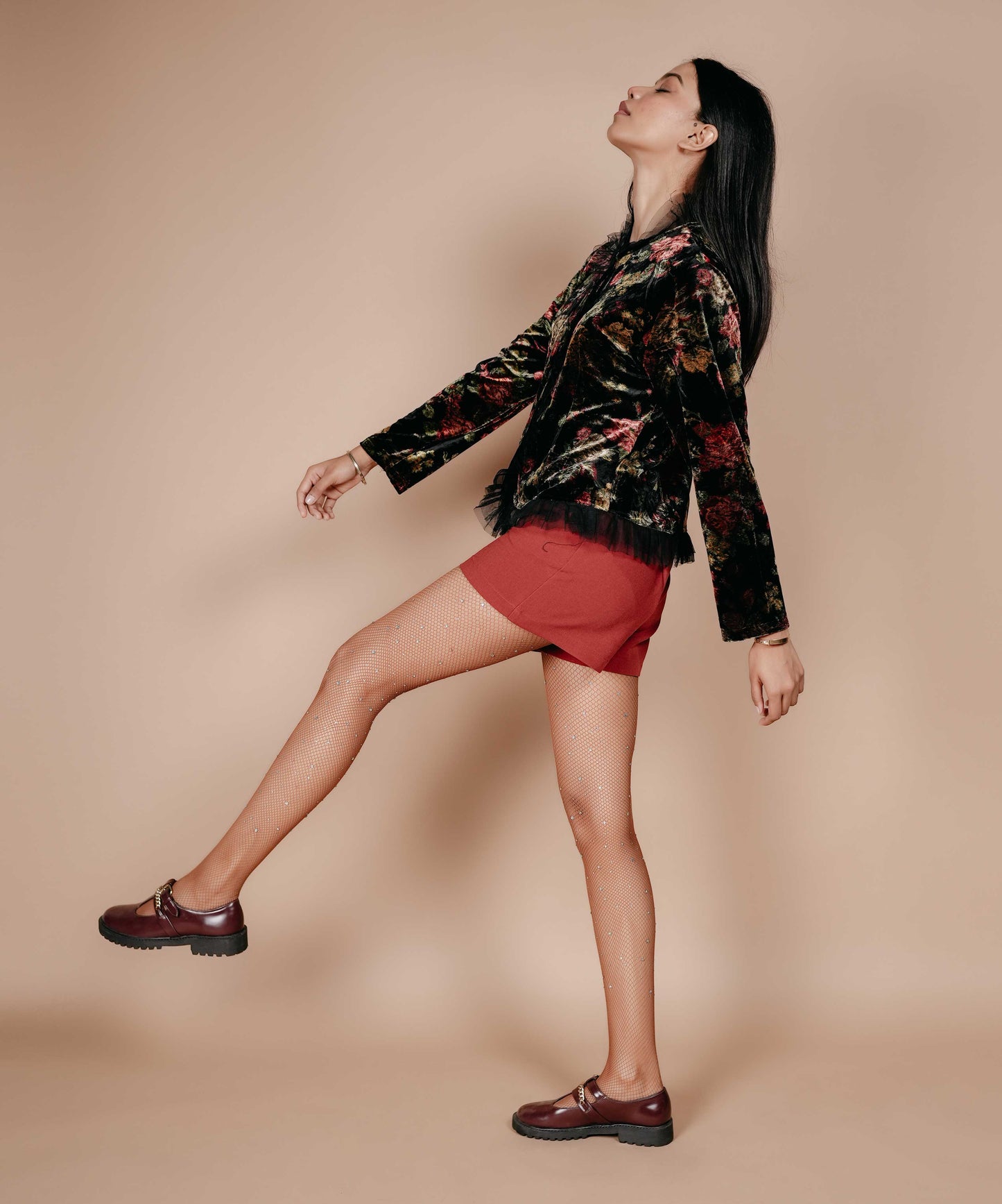 Brown Rhinestone Stockings