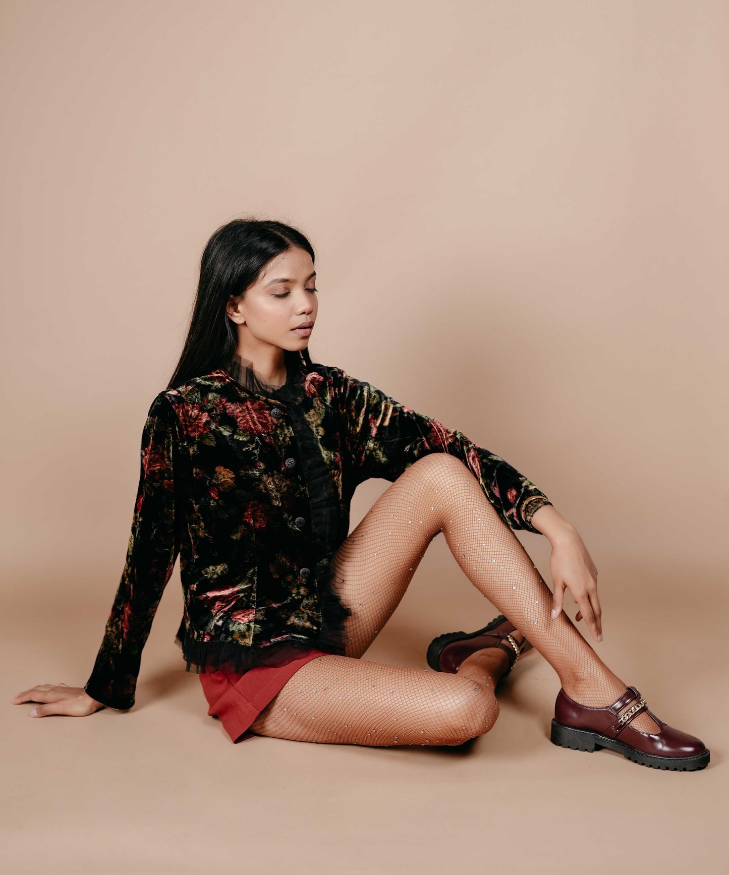 Brown Rhinestone Stockings